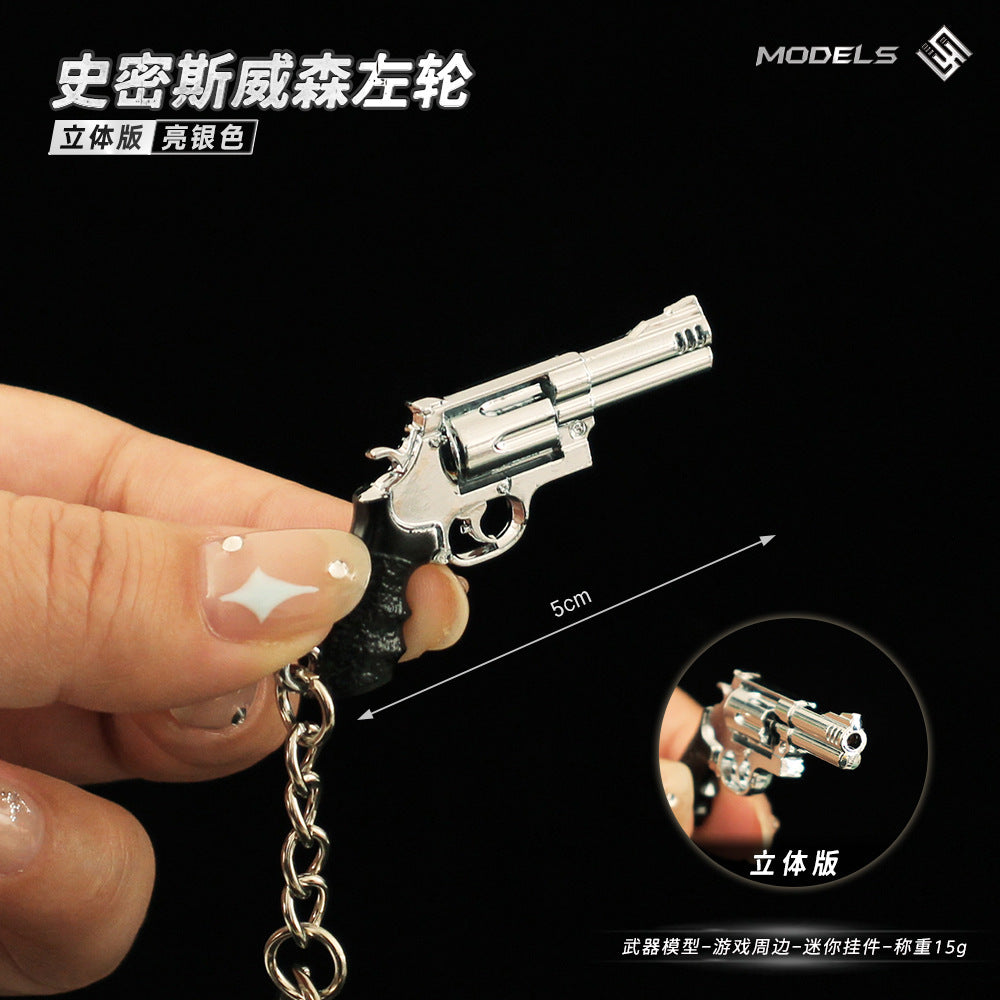 Wholesale small size Alloy Pistol Model Mini Bull Keychain Pendant
